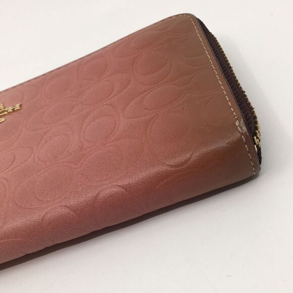 Coach Pink Ombré Signature Leather Accordion Zip Around Long Wallet - Picture 6 of 16
